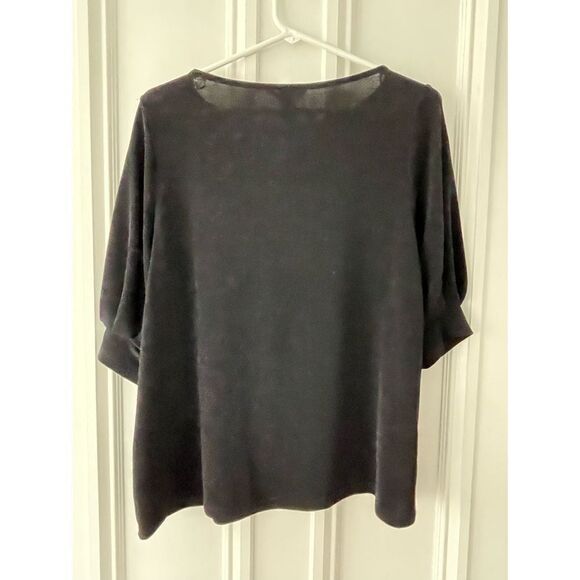 H&M black puff sleeve blouse L - Picture 3 of 4